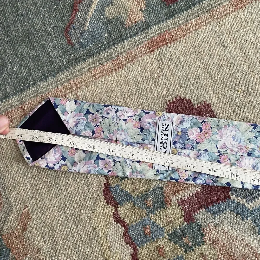 Vintage Cotton Floral Tie 90s Nuovo Pastel Light Made in USA